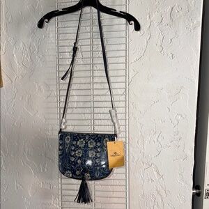 Patricia Nash Navy Folklore print crossbody bag